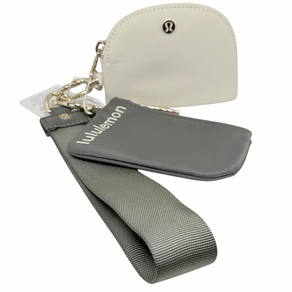 Lululemon Dual Pouch Wristlet Gray Sage / White Opal Detachable Pouches New